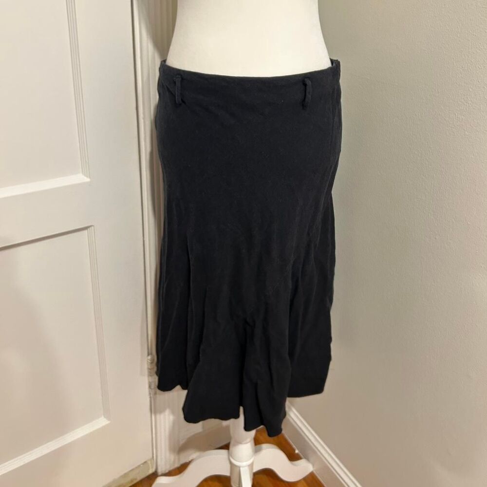 Vintage Guess Women's Linen Blend Midi Asymmetrical Black Skirt Small